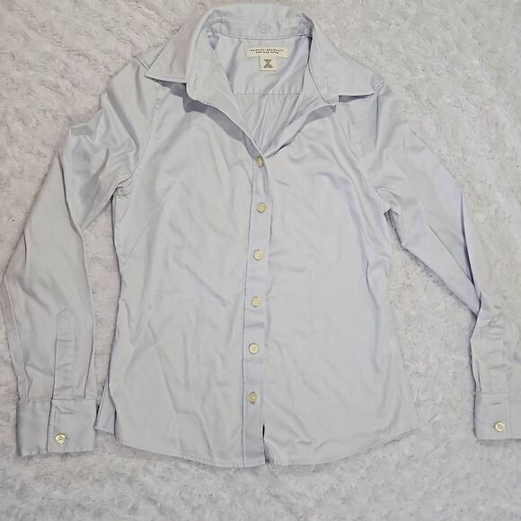 No Iron Fitted Stretch 2P Banana Republic Light Blue Button Top - Picture 1 of 7